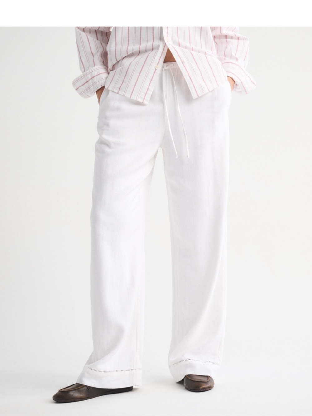 Abercrombie & Fitch Gemma Linen Blend Wide Leg Pull-on Pants